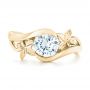 14k Yellow Gold 14k Yellow Gold Organic Leaf Solitaire Diamond Engagement Ring - Top View -  102411 - Thumbnail