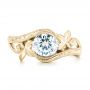 18k Yellow Gold 18k Yellow Gold Organic Leaf Solitaire Diamond Engagement Ring - Top View -  102580 - Thumbnail