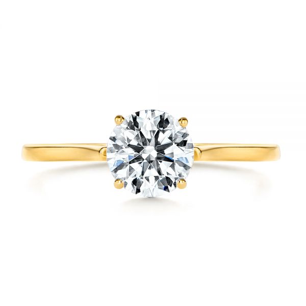18k Yellow Gold 18k Yellow Gold Organic Leaf Solitaire Diamond Engagement Ring - Top View -  105392