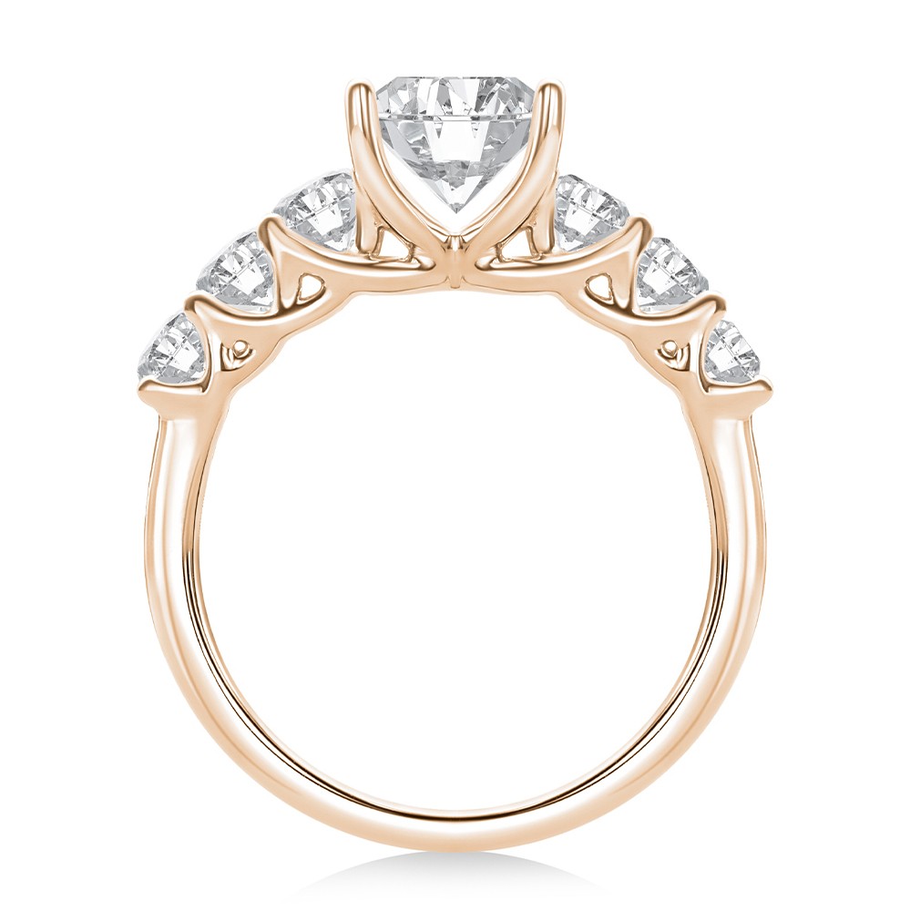 18k Rose Gold 18k Rose Gold Oval 7 Stone Diamond Engagement Ring - Front View -  108152 - Thumbnail
