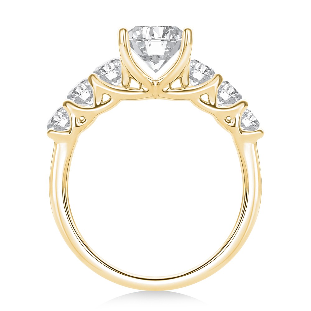 18k Yellow Gold 18k Yellow Gold Oval 7 Stone Diamond Engagement Ring - Front View -  108152 - Thumbnail