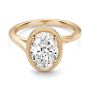 14k Rose Gold 14k Rose Gold Oval Bezel With Peekaboo And Hidden Halo Diamond Engagement Ring - Flat View -  108123 - Thumbnail
