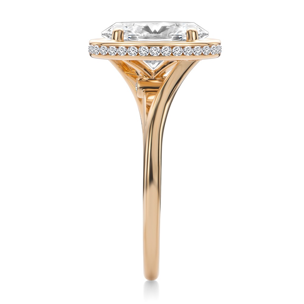 14k Rose Gold 14k Rose Gold Oval Bezel With Peekaboo And Hidden Halo Diamond Engagement Ring - Side View -  108123
