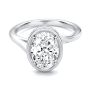 14k White Gold 14k White Gold Oval Bezel With Peekaboo And Hidden Halo Diamond Engagement Ring - Flat View -  108123 - Thumbnail