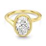 14k Yellow Gold Oval Bezel With Peekaboo And Hidden Halo Diamond Engagement Ring - Flat View -  108123 - Thumbnail