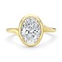 14k Yellow Gold Oval Bezel With Peekaboo And Hidden Halo Diamond Engagement Ring - Top View -  108123 - Thumbnail