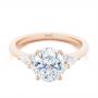 14k Rose Gold 14k Rose Gold Oval Cluster Engagement Ring - Flat View -  107282 - Thumbnail
