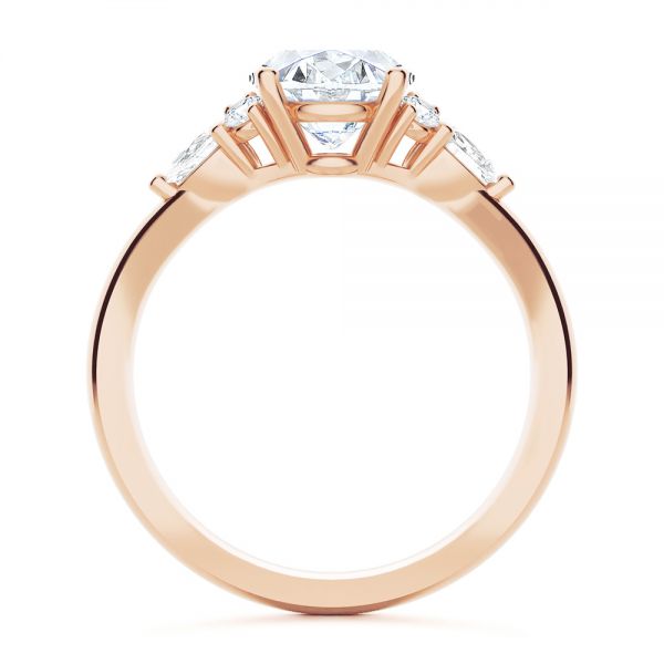14k Rose Gold 14k Rose Gold Oval Cluster Engagement Ring - Front View - 107282