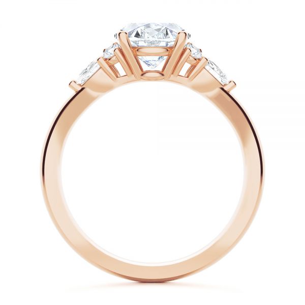 14k Rose Gold 14k Rose Gold Oval Cluster Engagement Ring - Front View -  107282