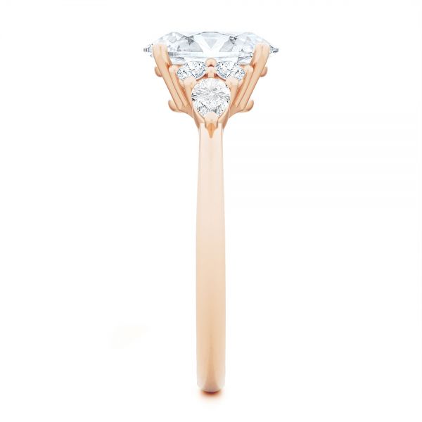 14k Rose Gold 14k Rose Gold Oval Cluster Engagement Ring - Side View - 107282