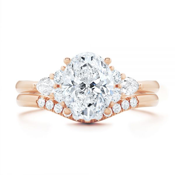 14k Rose Gold 14k Rose Gold Oval Cluster Engagement Ring - Top View -  107282