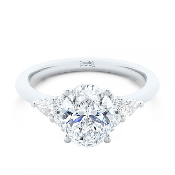 Platinum Platinum Oval Cluster Engagement Ring - Flat View - 107282
