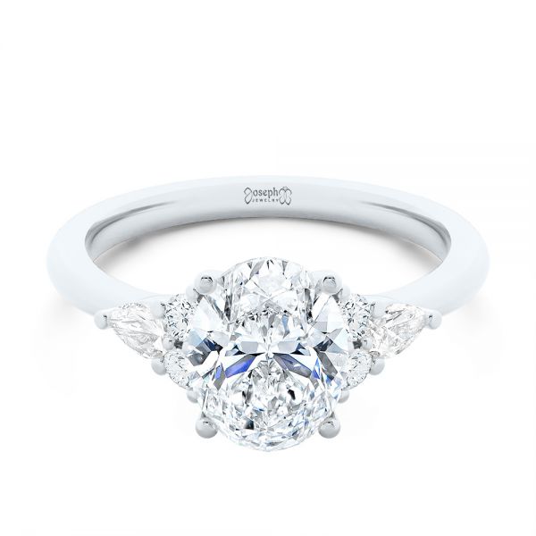  Platinum Platinum Oval Cluster Engagement Ring - Flat View -  107282