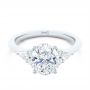 18k White Gold 18k White Gold Oval Cluster Engagement Ring - Flat View -  107282 - Thumbnail