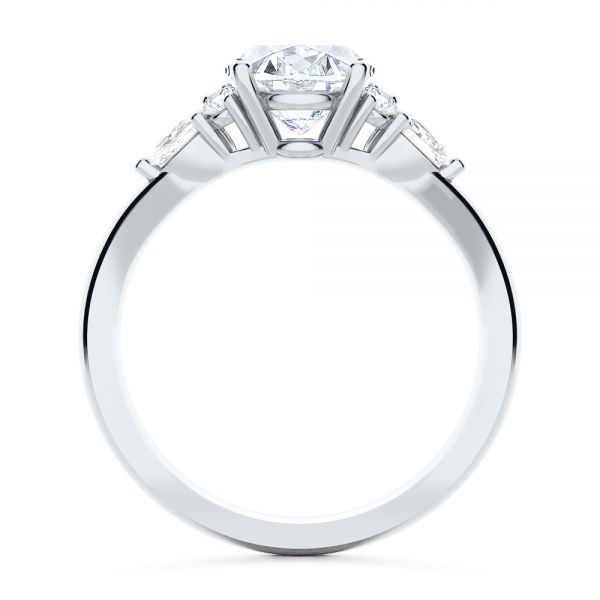 14k White Gold 14k White Gold Oval Cluster Engagement Ring - Front View -  107282
