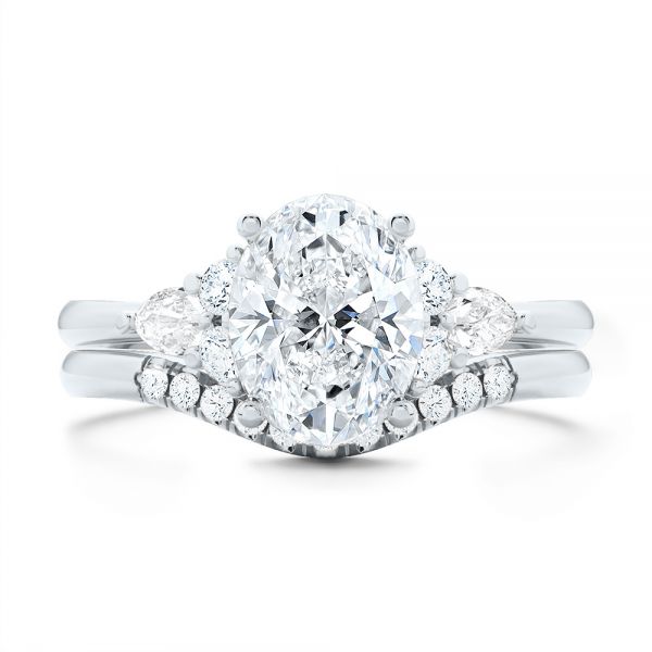 Platinum Platinum Oval Cluster Engagement Ring - Top View - 107282