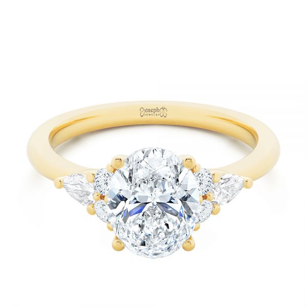 14k Yellow Gold 14k Yellow Gold Oval Cluster Engagement Ring - Flat View -  107282