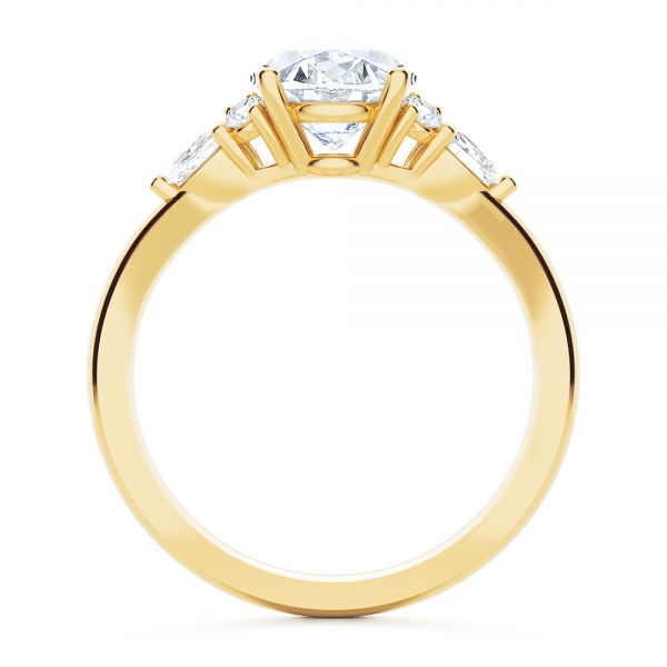 18k Yellow Gold Oval Cluster Engagement Ring - Front View -  107282