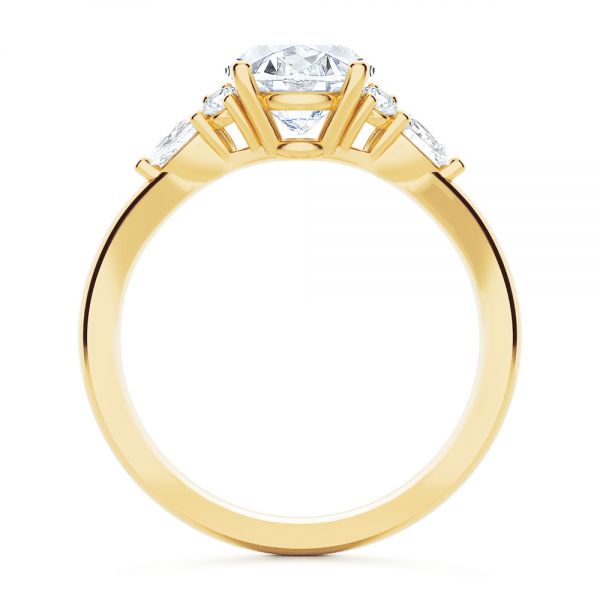 18k Yellow Gold Oval Cluster Engagement Ring - Front View - 107282