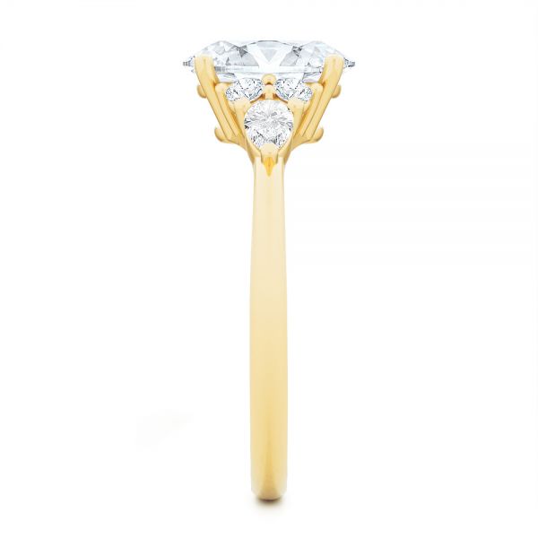 18k Yellow Gold Oval Cluster Engagement Ring - Side View - 107282