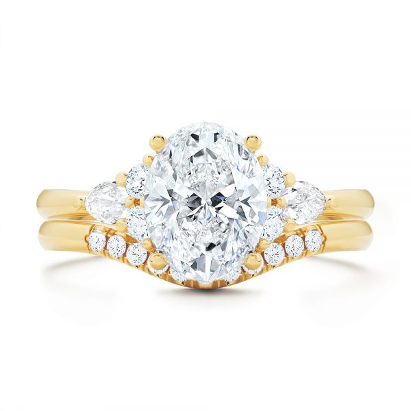 18k Yellow Gold Oval Cluster Engagement Ring - Top View - 107282