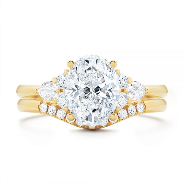 14k Yellow Gold 14k Yellow Gold Oval Cluster Engagement Ring - Top View -  107282