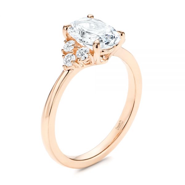 14k Rose Gold 14k Rose Gold Oval Diamond Cluster Engagement Ring - Three-Quarter View -  106824 - Thumbnail