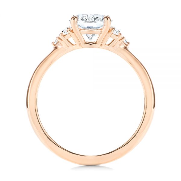 14k Rose Gold 14k Rose Gold Oval Diamond Cluster Engagement Ring - Front View -  106824 - Thumbnail