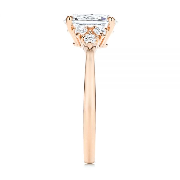 18k Rose Gold 18k Rose Gold Oval Diamond Cluster Engagement Ring - Side View -  106824 - Thumbnail