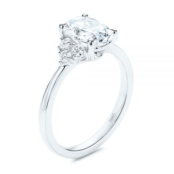  Platinum Platinum Oval Diamond Cluster Engagement Ring - Three-Quarter View -  106824 - Thumbnail