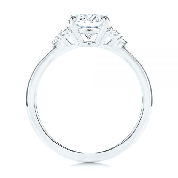18k White Gold 18k White Gold Oval Diamond Cluster Engagement Ring - Front View -  106824 - Thumbnail