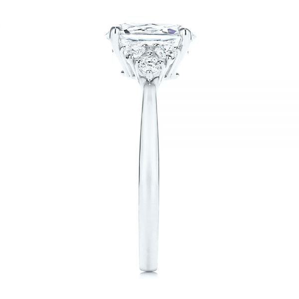  Platinum Platinum Oval Diamond Cluster Engagement Ring - Side View -  106824 - Thumbnail