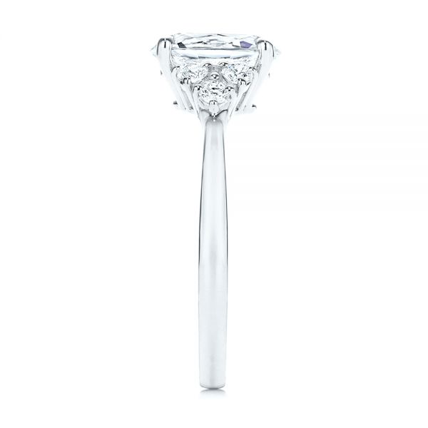 18k White Gold 18k White Gold Oval Diamond Cluster Engagement Ring - Side View -  106824 - Thumbnail