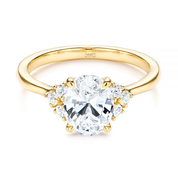 14k Yellow Gold 14k Yellow Gold Oval Diamond Cluster Engagement Ring - Flat View -  106824