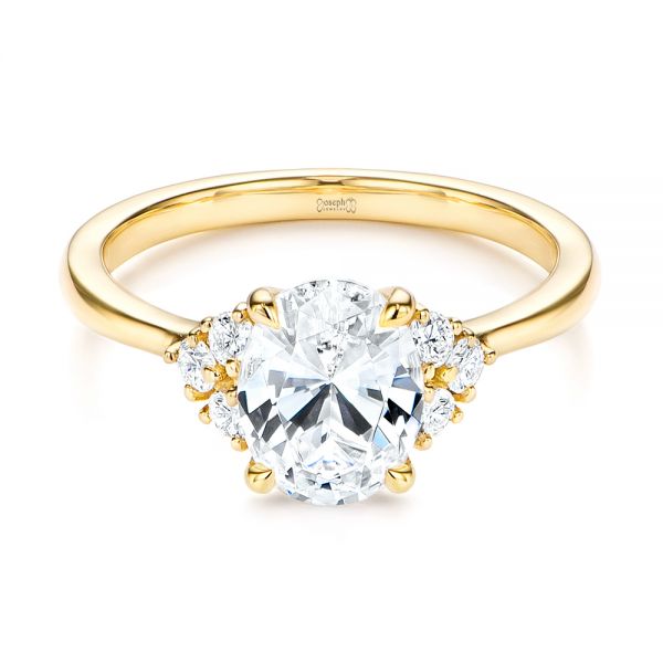 14k Yellow Gold 14k Yellow Gold Oval Diamond Cluster Engagement Ring - Flat View -  106824 - Thumbnail