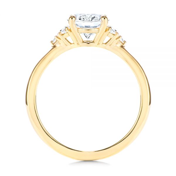 14k Yellow Gold 14k Yellow Gold Oval Diamond Cluster Engagement Ring - Front View -  106824 - Thumbnail