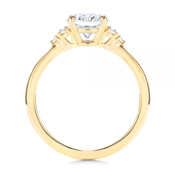 18k Yellow Gold 18k Yellow Gold Oval Diamond Cluster Engagement Ring - Front View -  106824 - Thumbnail