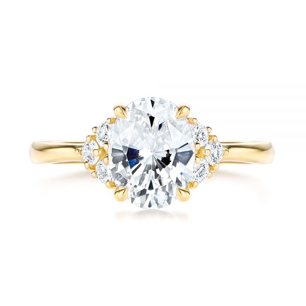 14k Yellow Gold 14k Yellow Gold Oval Diamond Cluster Engagement Ring - Top View -  106824 - Thumbnail
