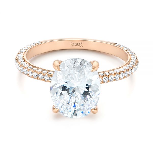 14k Rose Gold 14k Rose Gold Oval Diamond Engagement Ring - Flat View -  104080