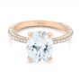 18k Rose Gold Oval Diamond Engagement Ring - Flat View -  104080 - Thumbnail