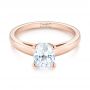 14k Rose Gold Oval Diamond Engagement Ring - Flat View -  104252 - Thumbnail