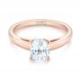 18k Rose Gold 18k Rose Gold Oval Diamond Engagement Ring - Flat View -  104252 - Thumbnail