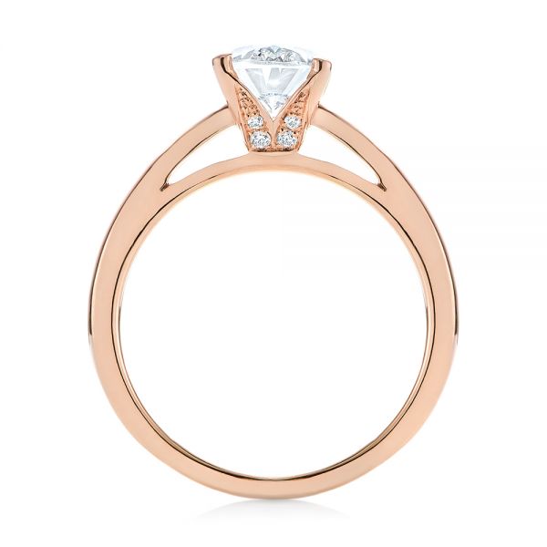 18k Rose Gold 18k Rose Gold Oval Diamond Engagement Ring - Front View -  104252