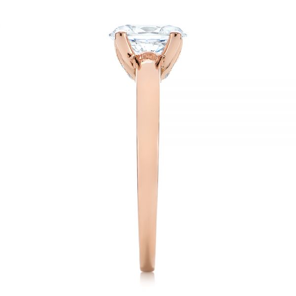 14k Rose Gold Oval Diamond Engagement Ring - Side View -  104252