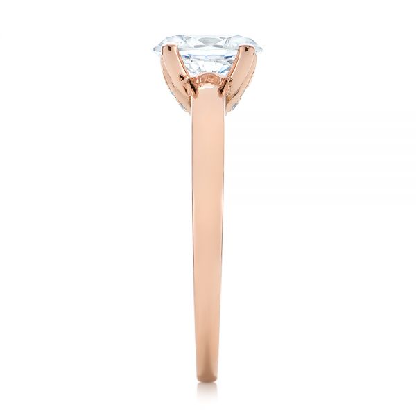 18k Rose Gold 18k Rose Gold Oval Diamond Engagement Ring - Side View -  104252