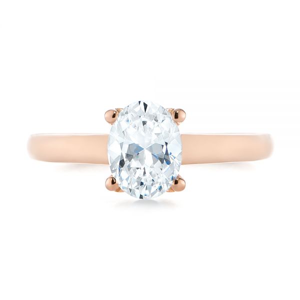 14k Rose Gold Oval Diamond Engagement Ring - Top View -  104252