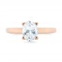 14k Rose Gold Oval Diamond Engagement Ring - Top View -  104252 - Thumbnail