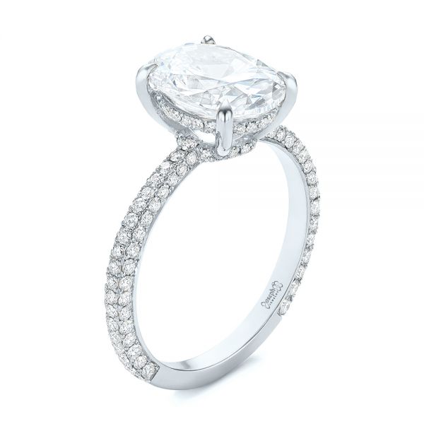 Platinum Platinum Oval Diamond Engagement Ring - Three-Quarter View - 104080