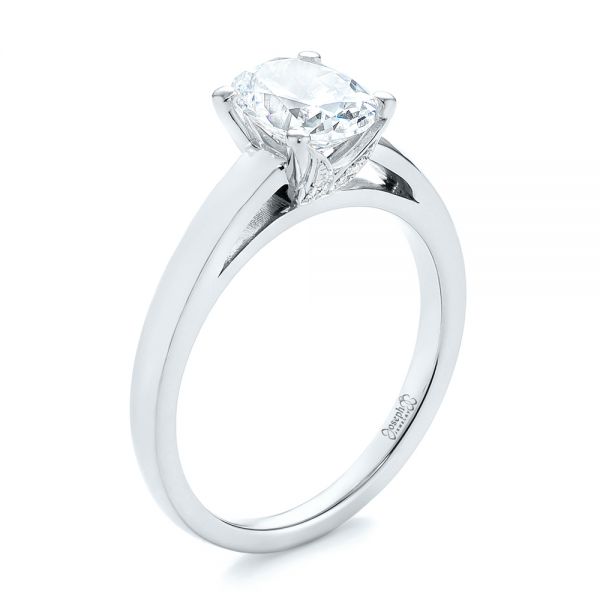 18k White Gold 18k White Gold Oval Diamond Engagement Ring - Three-Quarter View -  104252