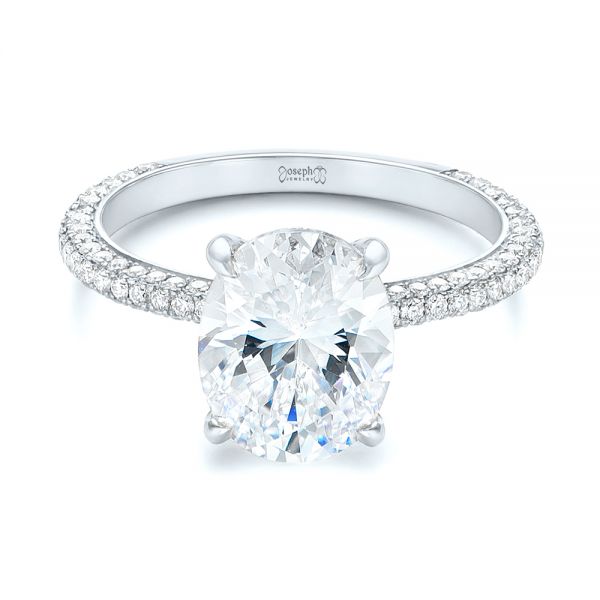 14k White Gold 14k White Gold Oval Diamond Engagement Ring - Flat View -  104080